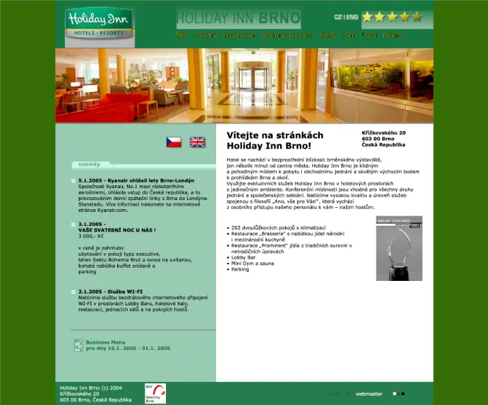 Jedna z prvních verzí webu hiBrno.cz z roku 2004